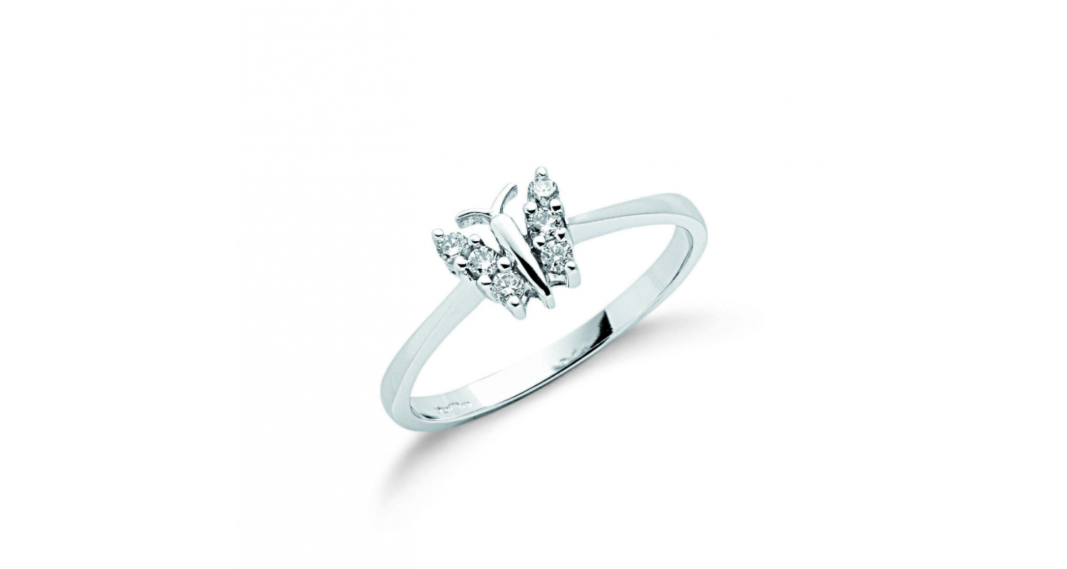 9ct White Gold 0.15ct Diamond Butterfly Ring