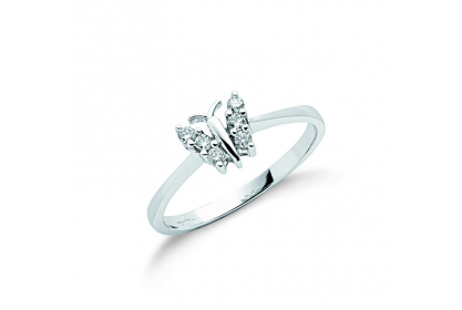 9ct White Gold 0.15ct Diamond Butterfly Ring