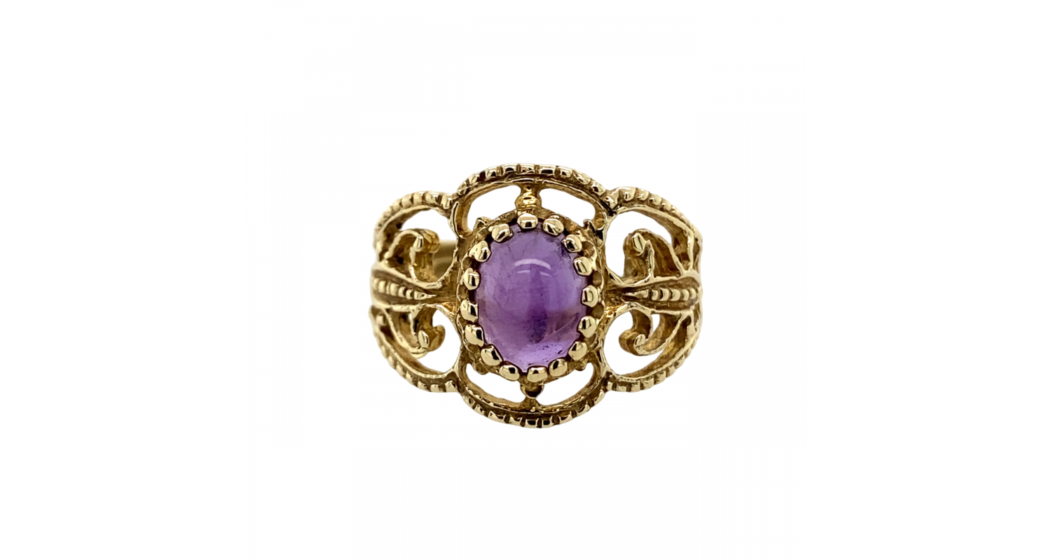 9ct Yellow Gold Amethyst Cocktail Ring