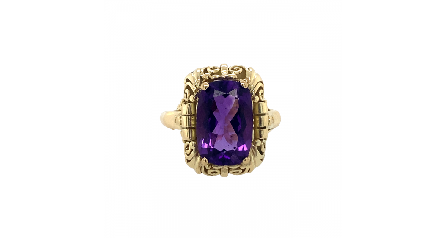 14ct Yellow Gold Amethyst Ring