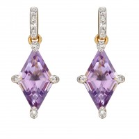 9ct Yellow Gold Amethyst & Diamond Earrings