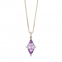 9ct Yellow Gold Amethyst & Diamond Necklace