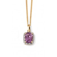 9ct Yellow Gold Amethyst & Diamond Necklace