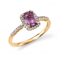 9ct Yellow Gold Amethyst & Diamond Ring