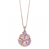 9ct Rose Gold Amethyst, Rose Quartz & Diamond Necklace