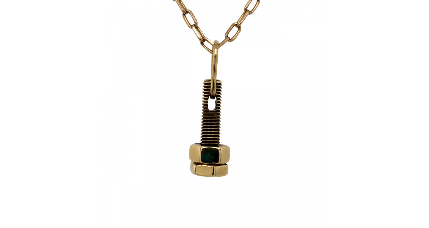 9ct Yellow Gold Bolt & Screw Pendant