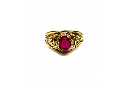 9ct Yellow Gold Red Quartz College Style Ring