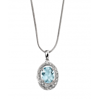 9ct White Gold Aquamarine & Diamond Necklace