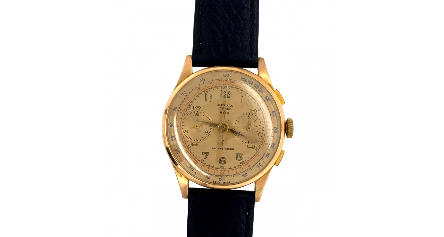 Dulex 18ct Gold Chronograph Mechanical c1950 Watch