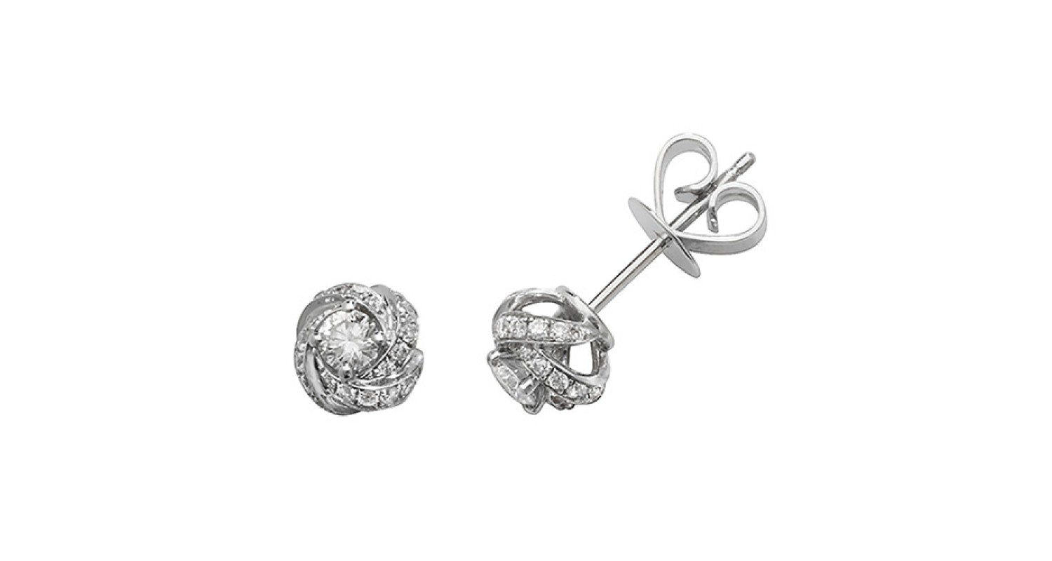 18ct White Gold 0.52ct Diamond Knot Studs