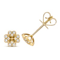 18ct Yellow Gold 0.18ct Diamond Clover Studs