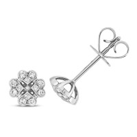 18ct White Gold 0.18ct Diamond Clover Studs