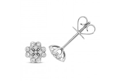 18ct White Gold 0.18ct Diamond Clover Studs