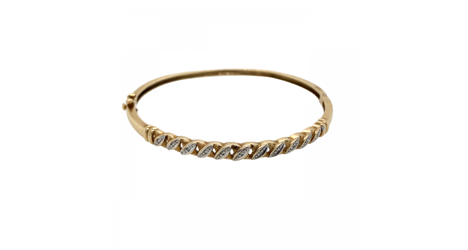 9ct Yellow Gold Diamond Bangle