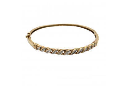 9ct Yellow Gold Diamond Bangle