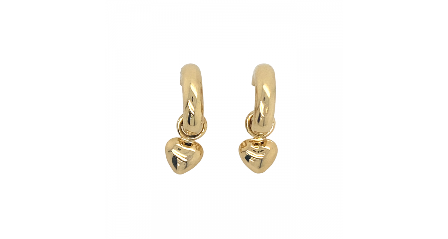 18ct Yellow Gold Heart Huggies Earrings