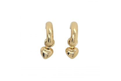 18ct Yellow Gold Heart Huggies Earrings