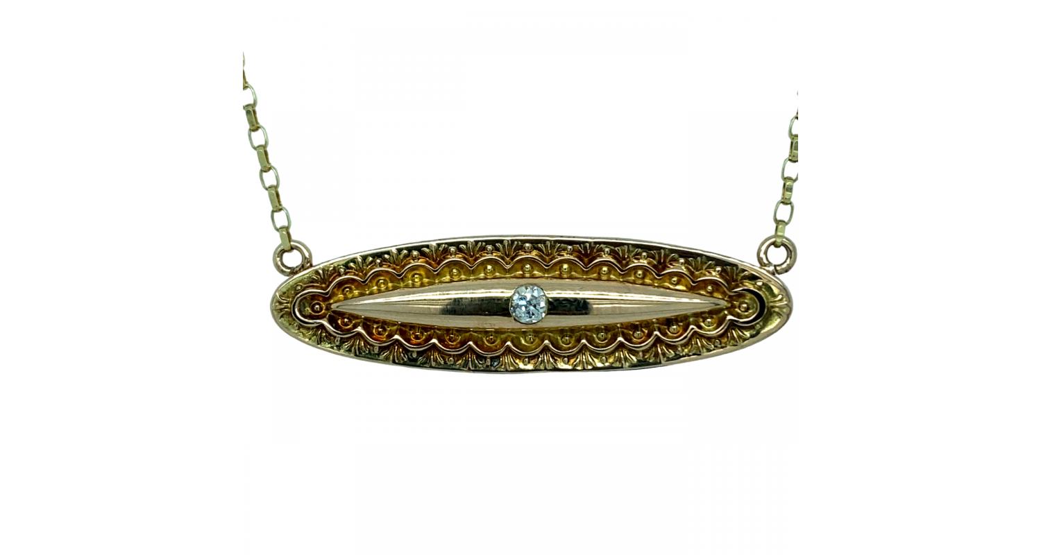 9ct Yellow Gold 1920's Old Cut Diamond Necklace