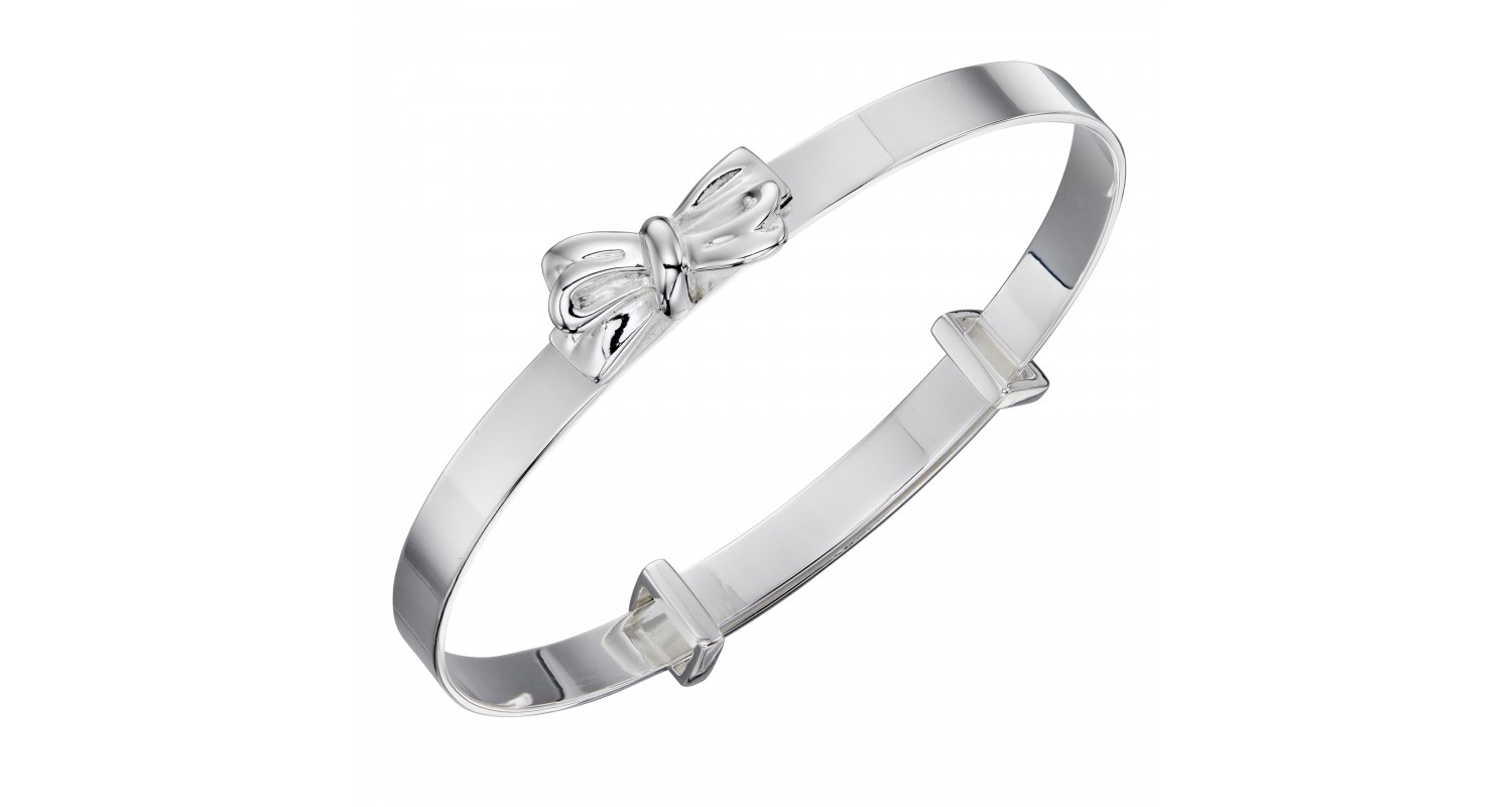 Sterling Silver Bow Motif Baby Bangle