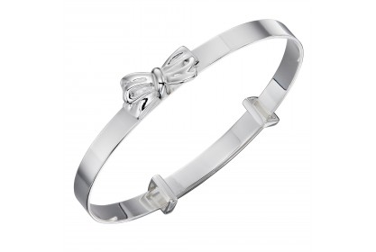 Sterling Silver Bow Motif Baby Bangle