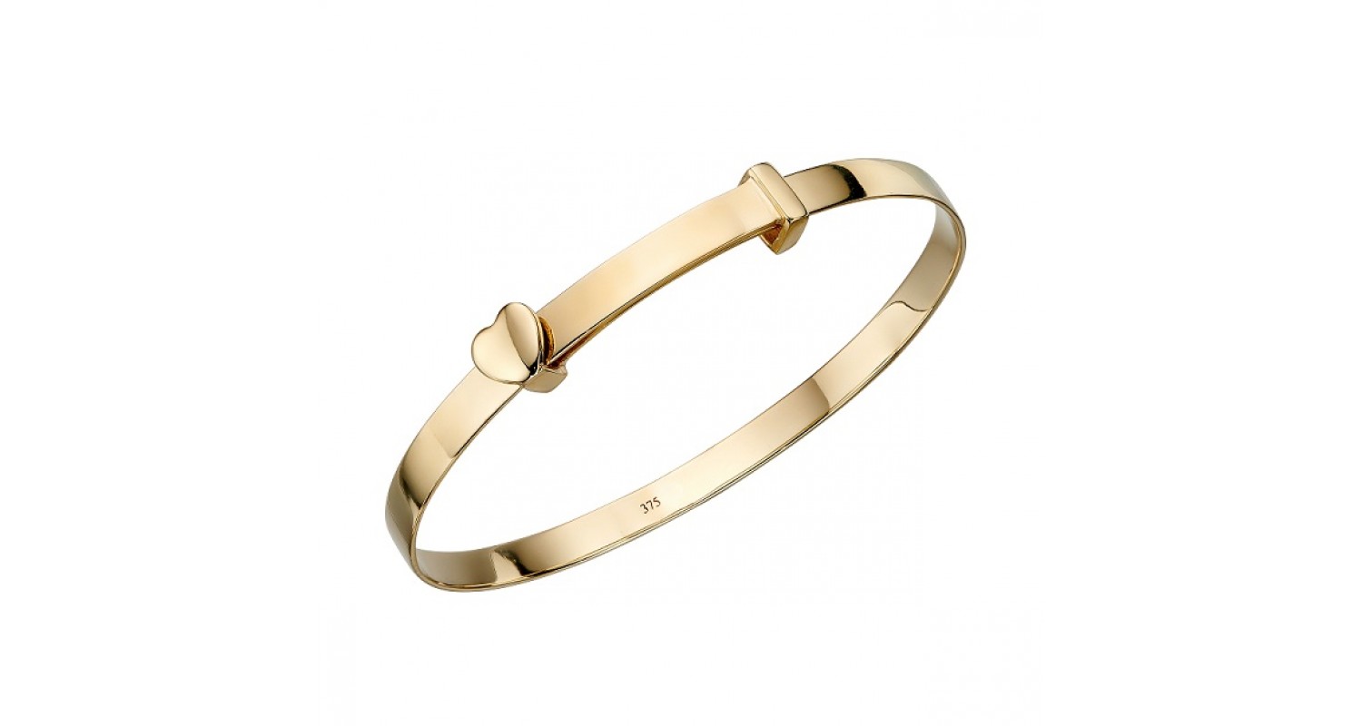 9ct Yellow Gold Expanding Heart Bangle