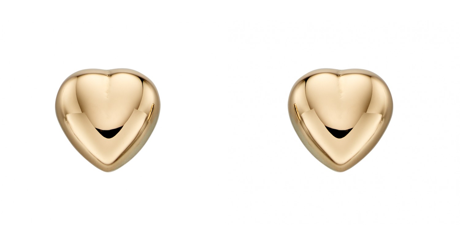 9ct Yellow Gold Heart Studs