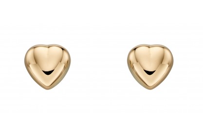 9ct Yellow Gold Heart Studs