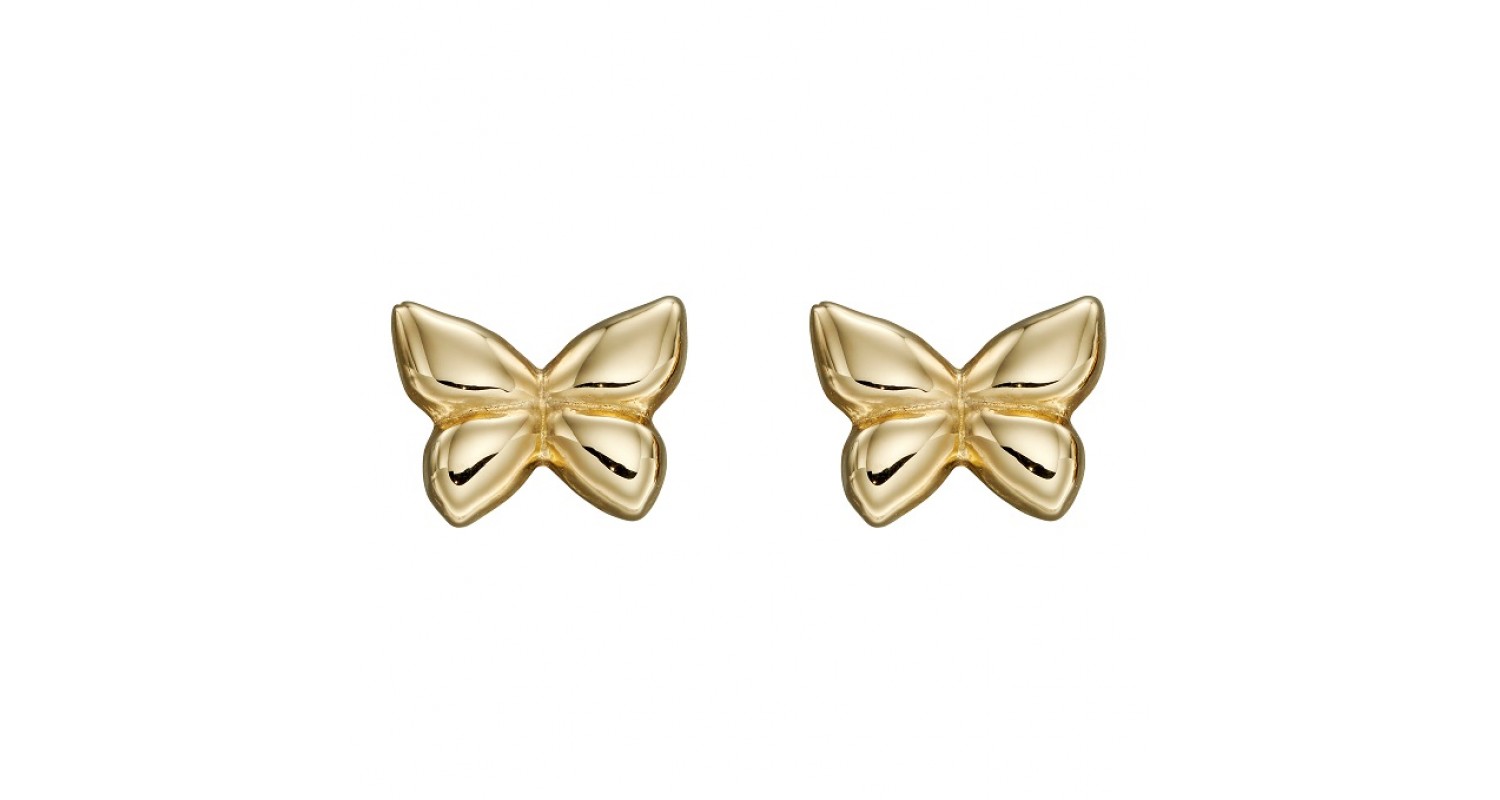 9ct Yellow Gold Butterfly Studs