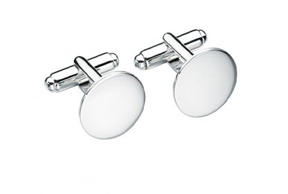 Sterling Silver Plain Round Cufflinks 