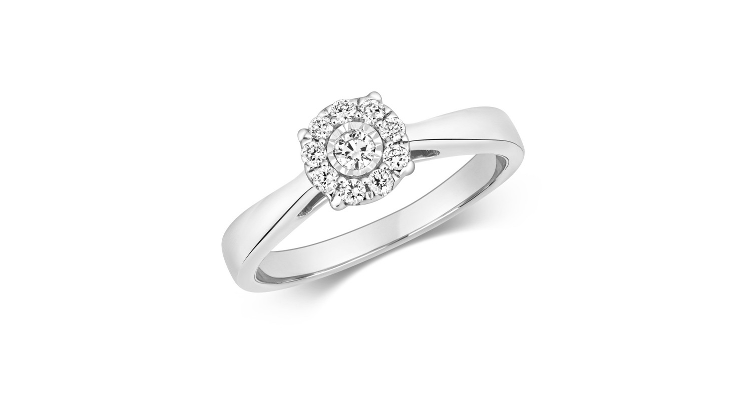 9ct White Gold Diamond Illusion Ring