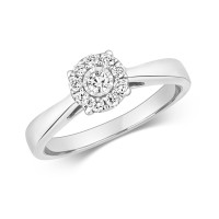 9ct White Gold Diamond Illusion Ring