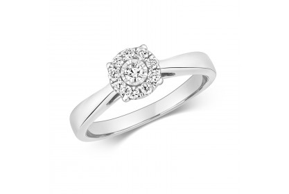 9ct White Gold Diamond Illusion Ring