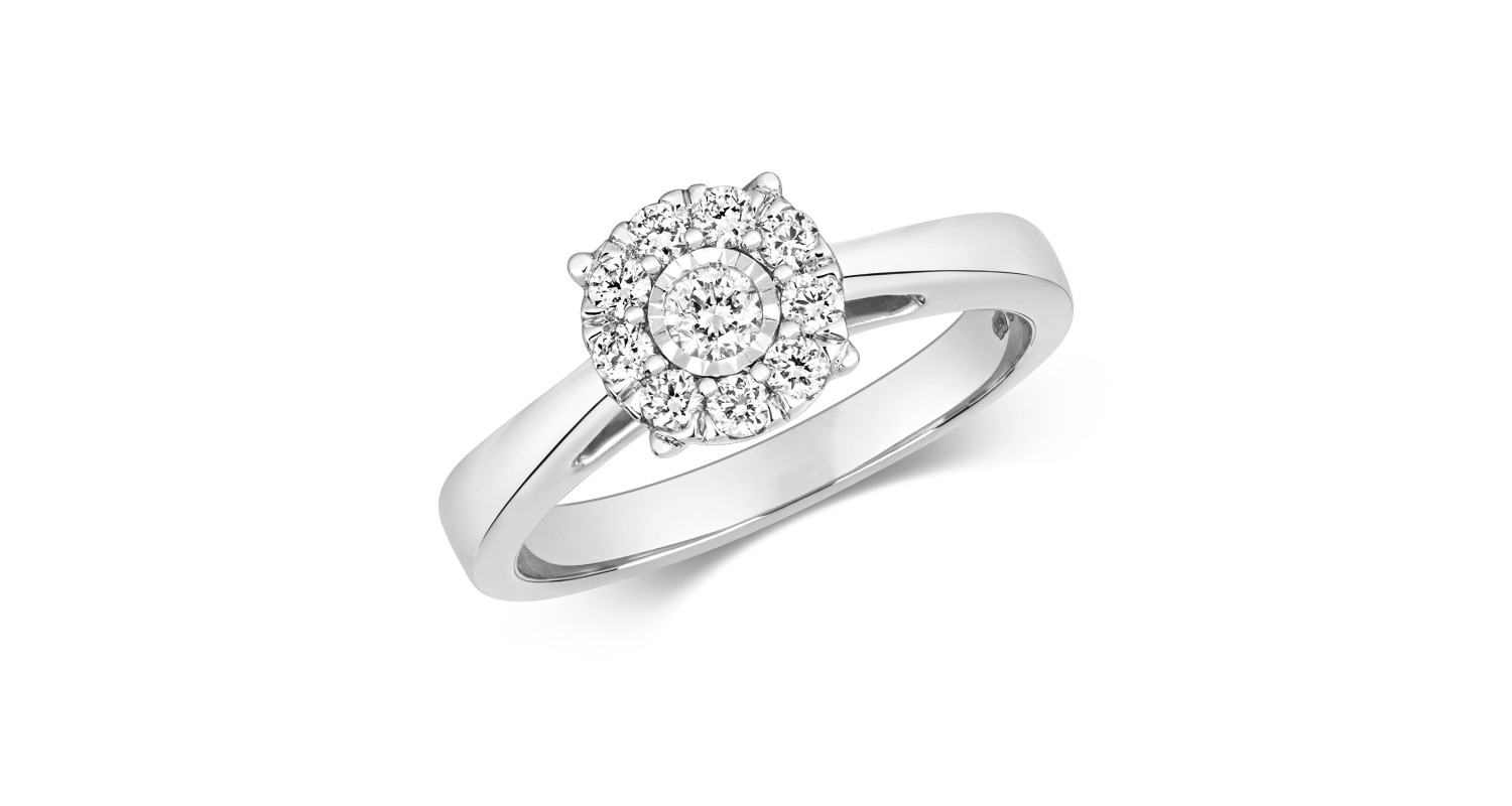 9ct White Gold Diamond Illusion Ring