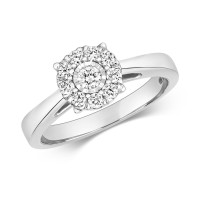 9ct White Gold Diamond Illusion Ring