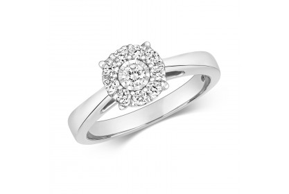 9ct White Gold Diamond Illusion Ring