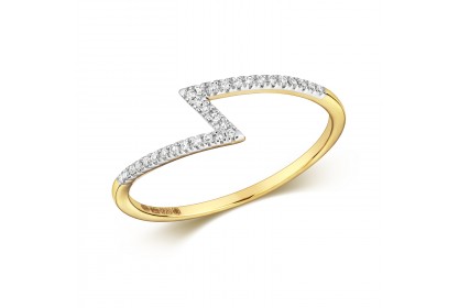 9ct Yellow Gold Diamond Zigzag Ring