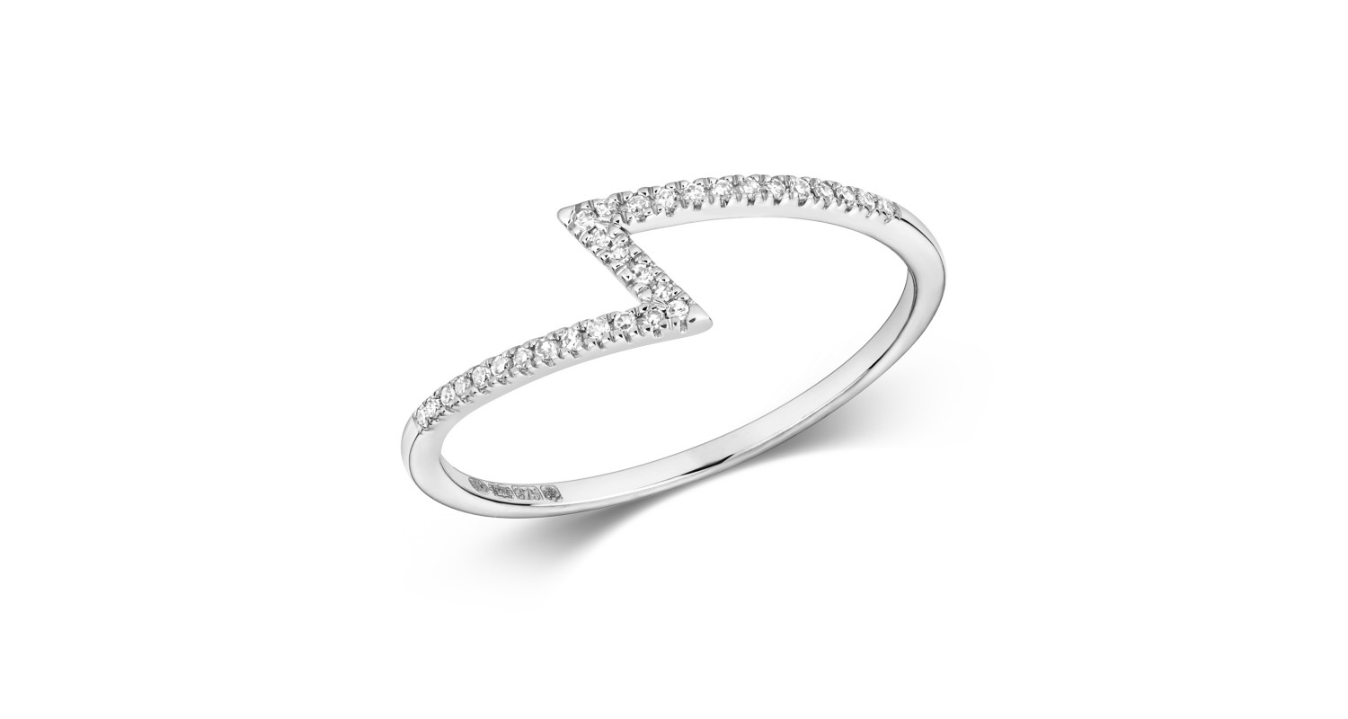 9ct White Gold Diamond Zigzag Ring