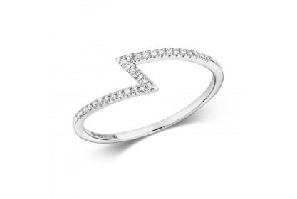 9ct White Gold Diamond Zigzag Ring