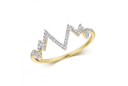 9ct Yellow Gold Diamond Heartbeat Ring