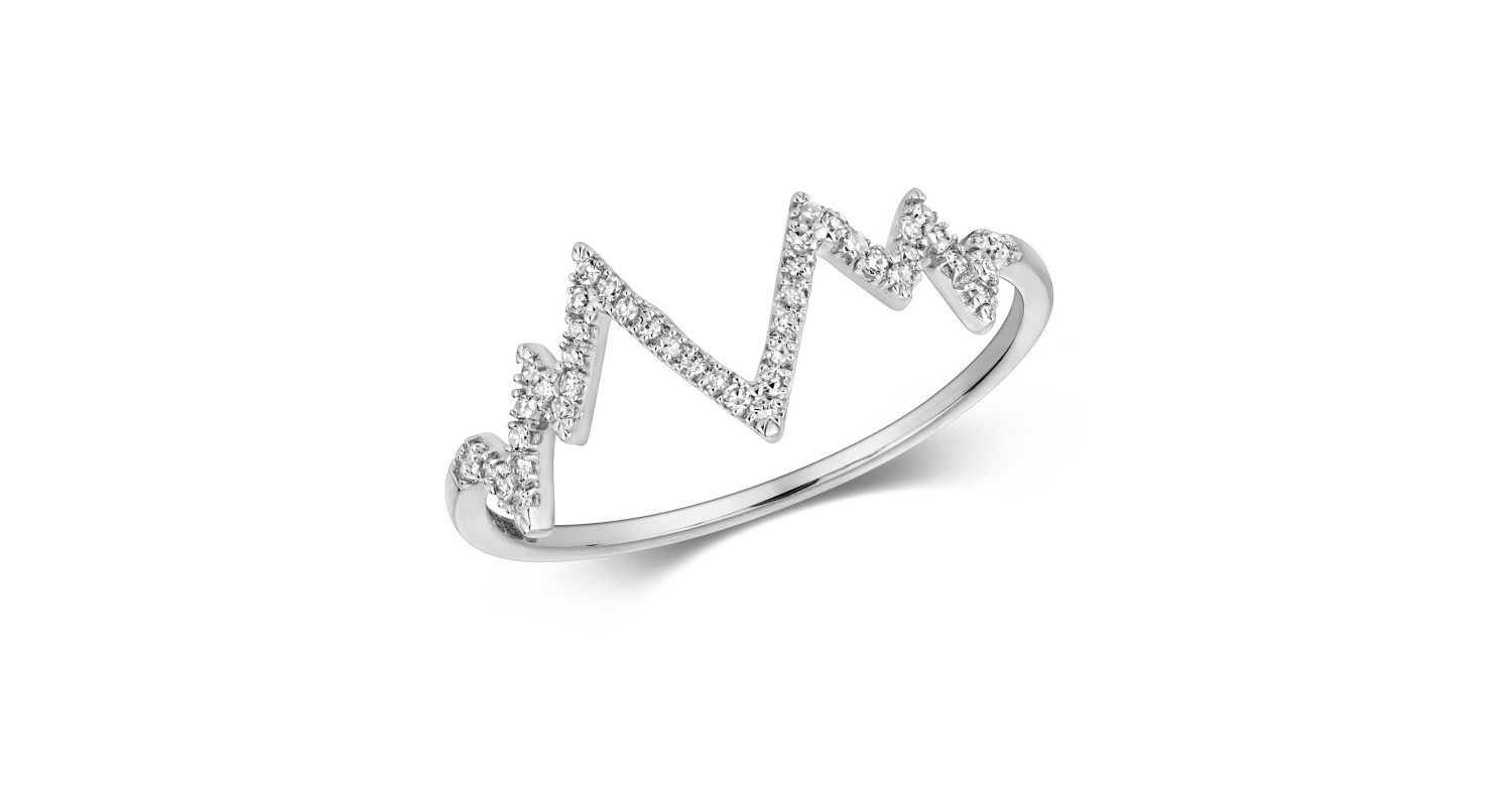 9ct White Gold Diamond Heartbeat Ring