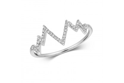 9ct White Gold Diamond Heartbeat Ring