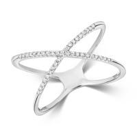 9ct White Gold Diamond X Ring