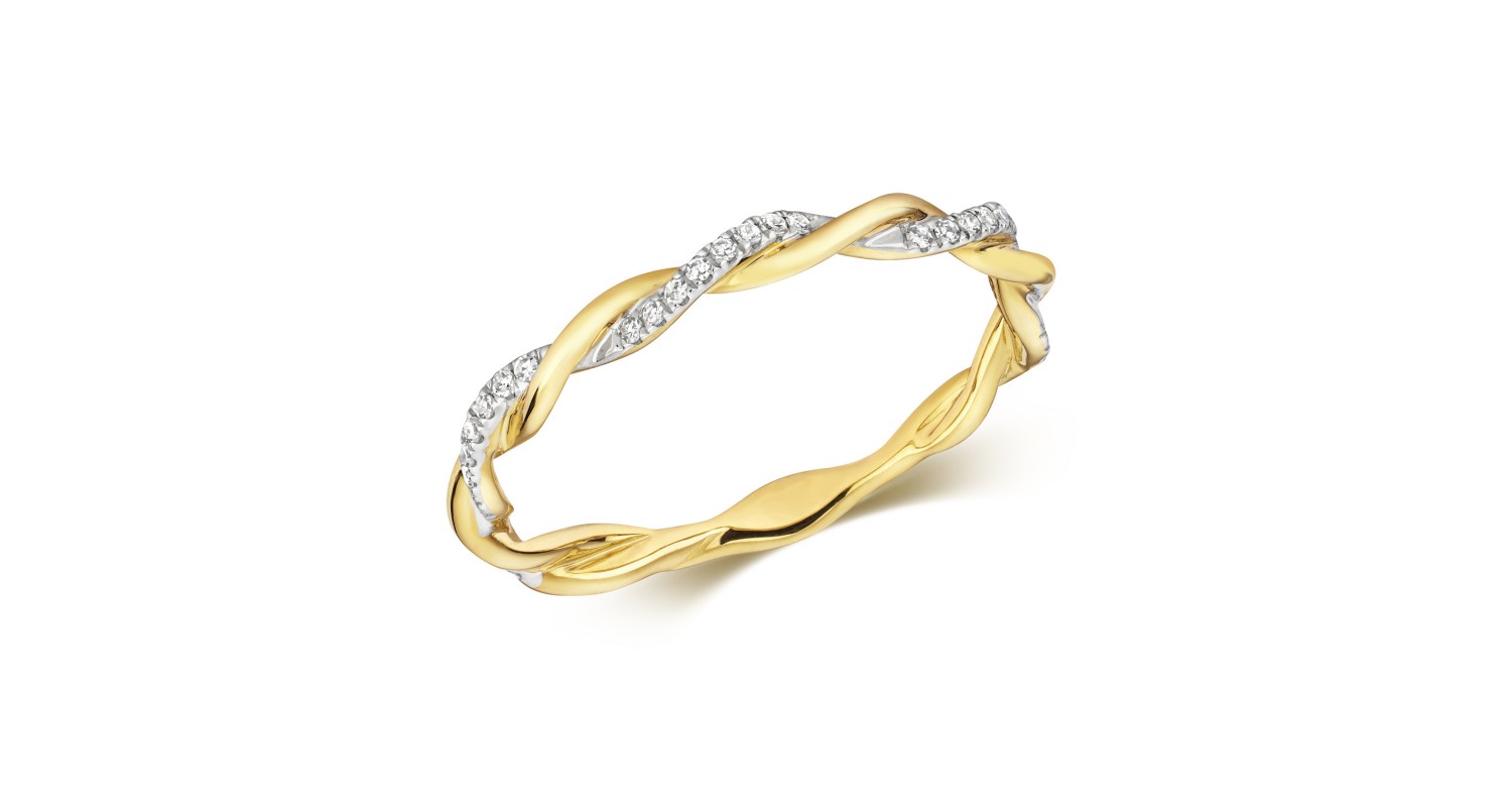 9ct Yellow Gold Diamond Twist Ring