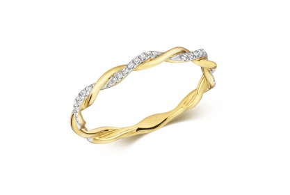 9ct Yellow Gold Diamond Twist Ring