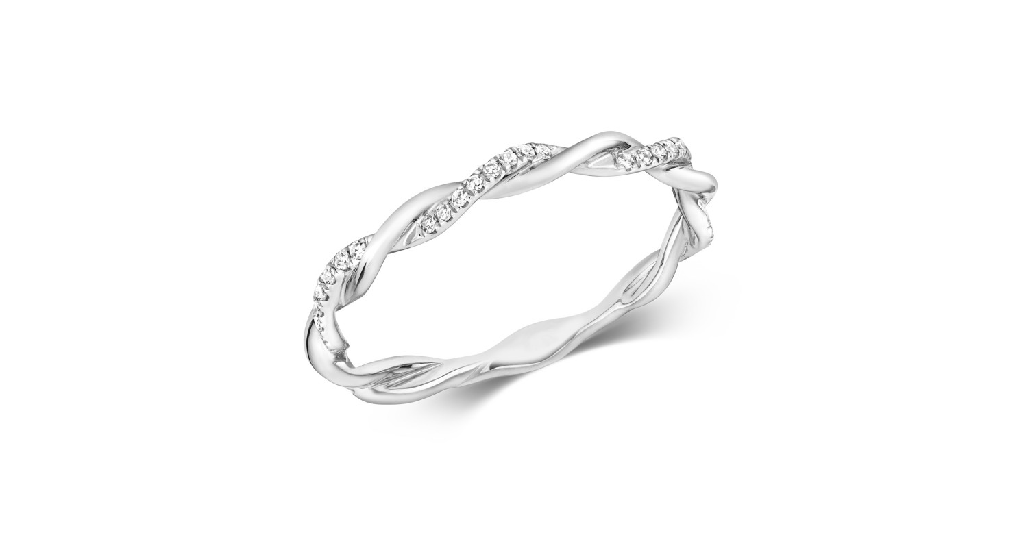 9ct White Gold Diamond Twist Ring