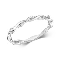 9ct White Gold Diamond Twist Ring