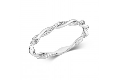 9ct White Gold Diamond Twist Ring