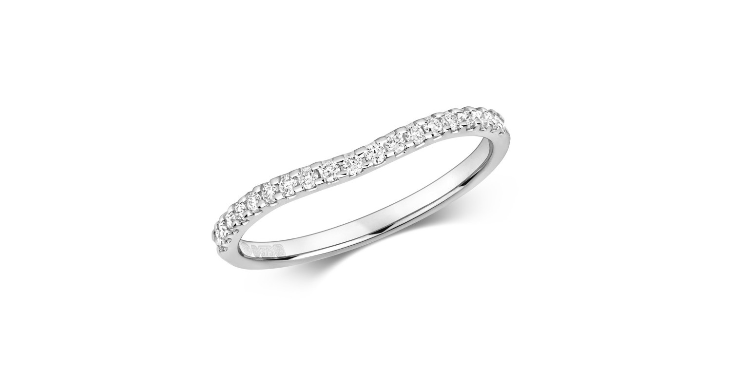 9ct White Gold Diamond Curve Ring