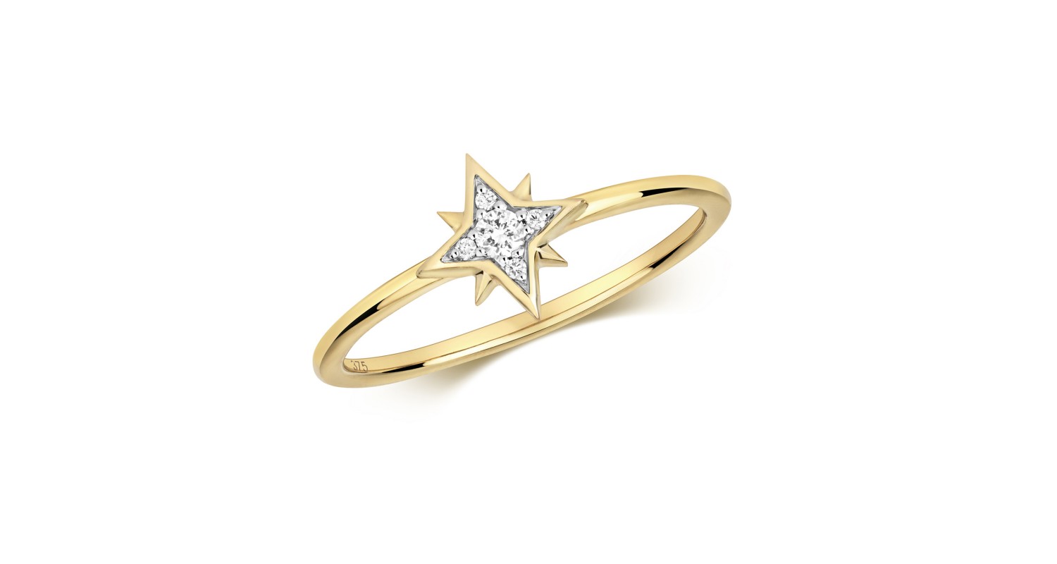 9ct Yellow Gold Diamond Northern Star Ring