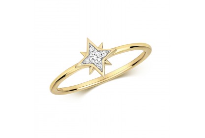 9ct Yellow Gold Diamond Northern Star Ring